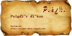 Polgár Ákos névjegykártya